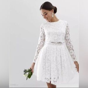 ASOS Edition Gigi Crop Top Lace Mini Wedding Dress